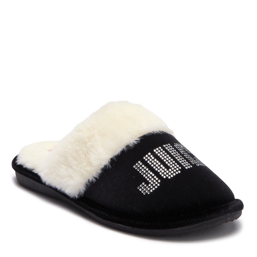 NWOT Juicy Couture Gabi Crystal Faux Fur Slipper